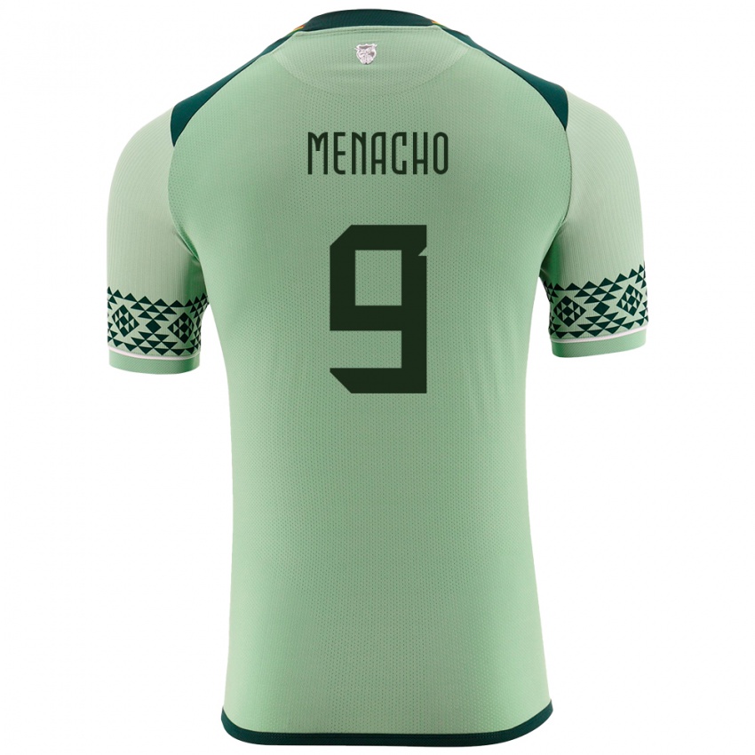 Bambino Maglia Bolivia Cesar Menacho #9 Verde Chiaro Kit Gara Home 24-26 Maglietta