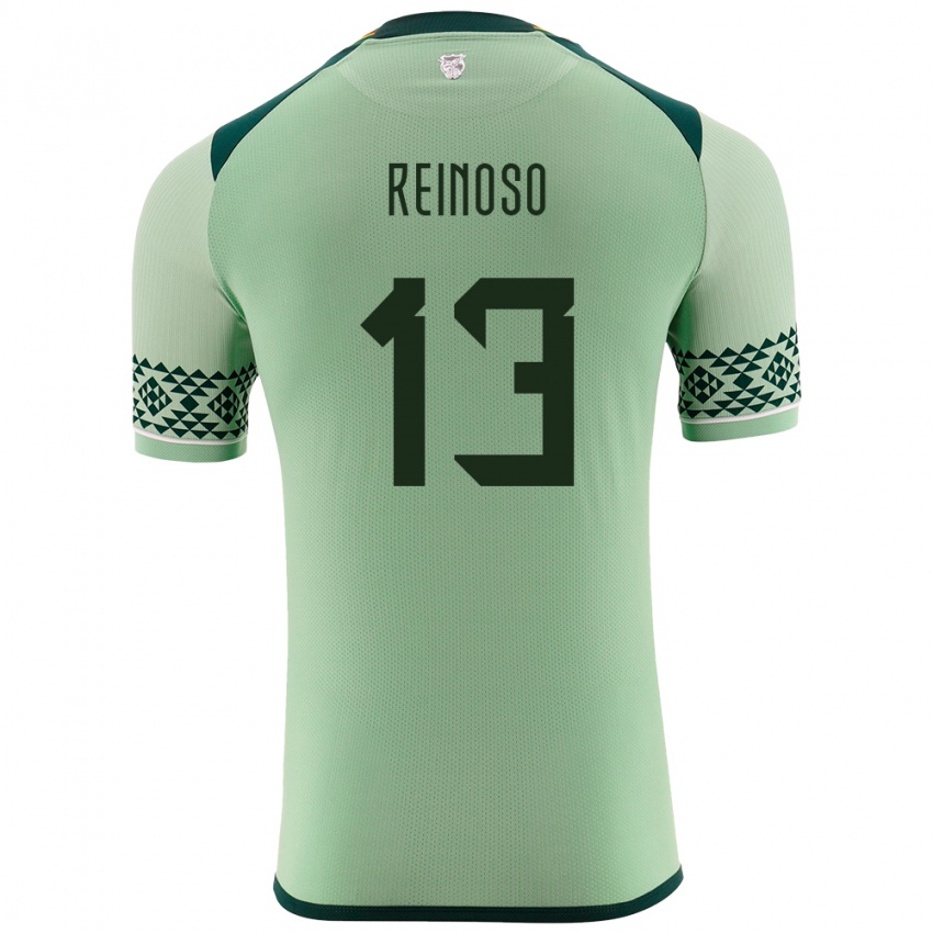 Bambino Maglia Bolivia Jair Reinoso #13 Verde Chiaro Kit Gara Home 24-26 Maglietta