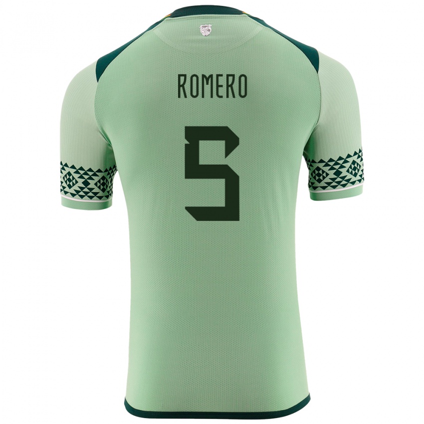 Bambino Maglia Bolivia César Romero #5 Verde Chiaro Kit Gara Home 24-26 Maglietta