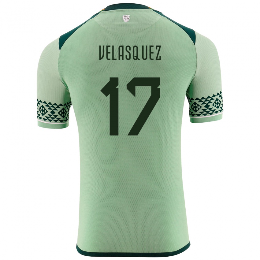 Bambino Maglia Bolivia Jhon Velásquez #17 Verde Chiaro Kit Gara Home 24-26 Maglietta
