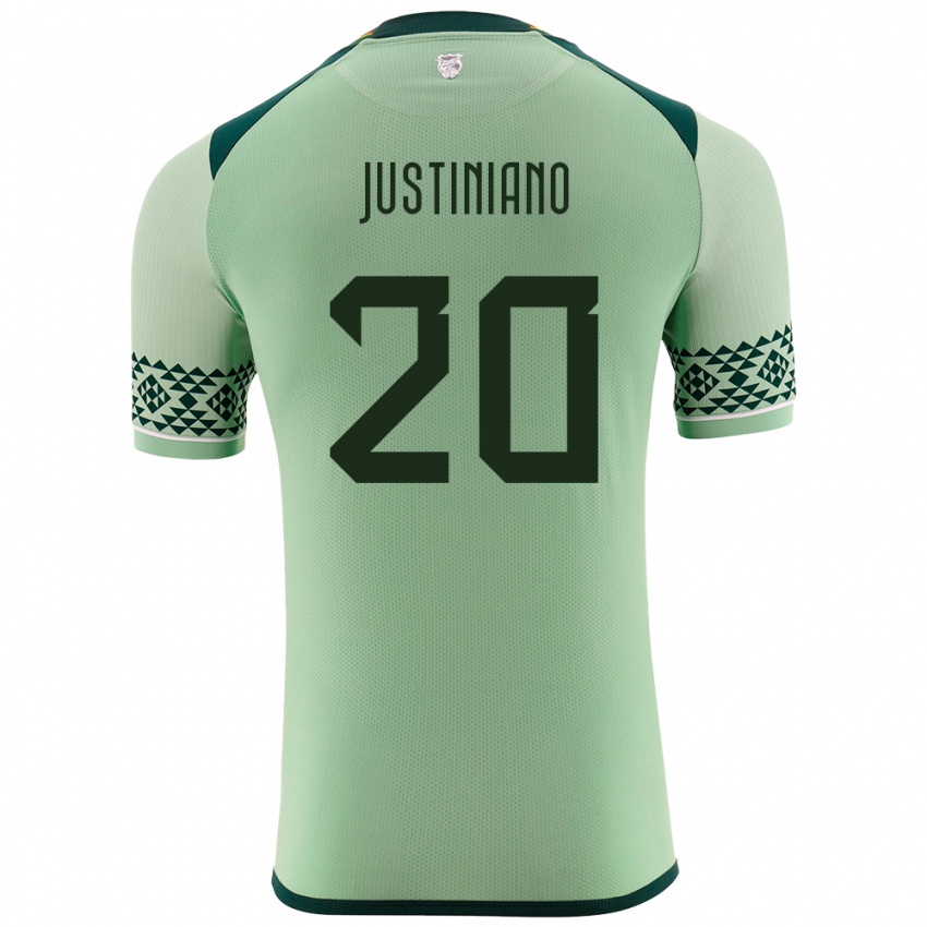 Bambino Maglia Bolivia Leonardo Justiniano #20 Verde Chiaro Kit Gara Home 24-26 Maglietta