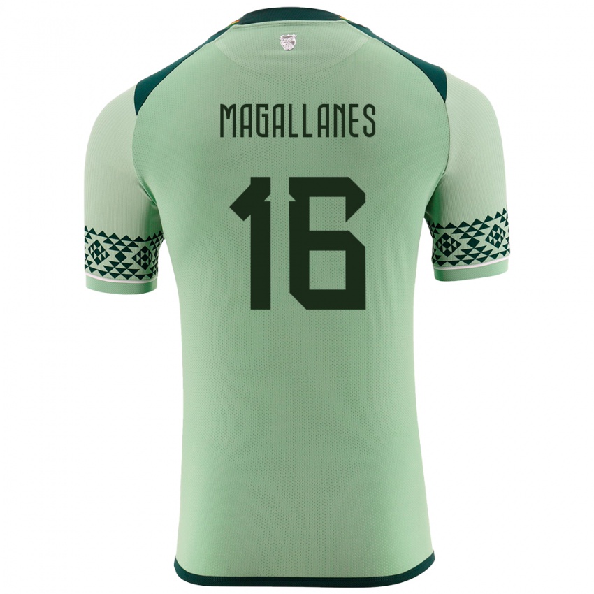 Bambino Maglia Bolivia Juan Magallanes #16 Verde Chiaro Kit Gara Home 24-26 Maglietta