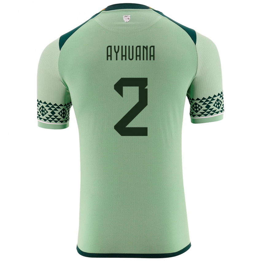 Bambino Maglia Bolivia Anderson Ayhuana #2 Verde Chiaro Kit Gara Home 24-26 Maglietta