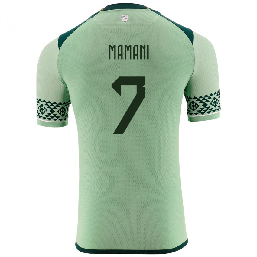 Bambino Maglia Bolivia Braian Mamani #7 Verde Chiaro Kit Gara Home 24-26 Maglietta