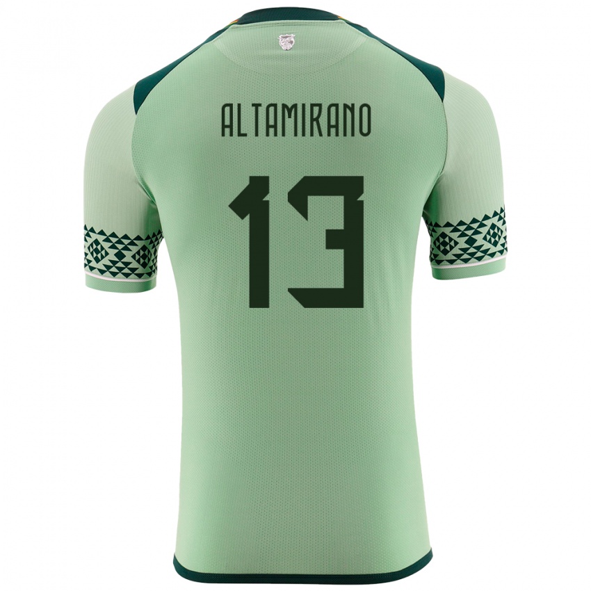 Bambino Maglia Bolivia Sebastian Altamirano #13 Verde Chiaro Kit Gara Home 24-26 Maglietta