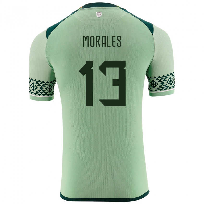 Bambino Maglia Bolivia Ericka Morales #13 Verde Chiaro Kit Gara Home 24-26 Maglietta