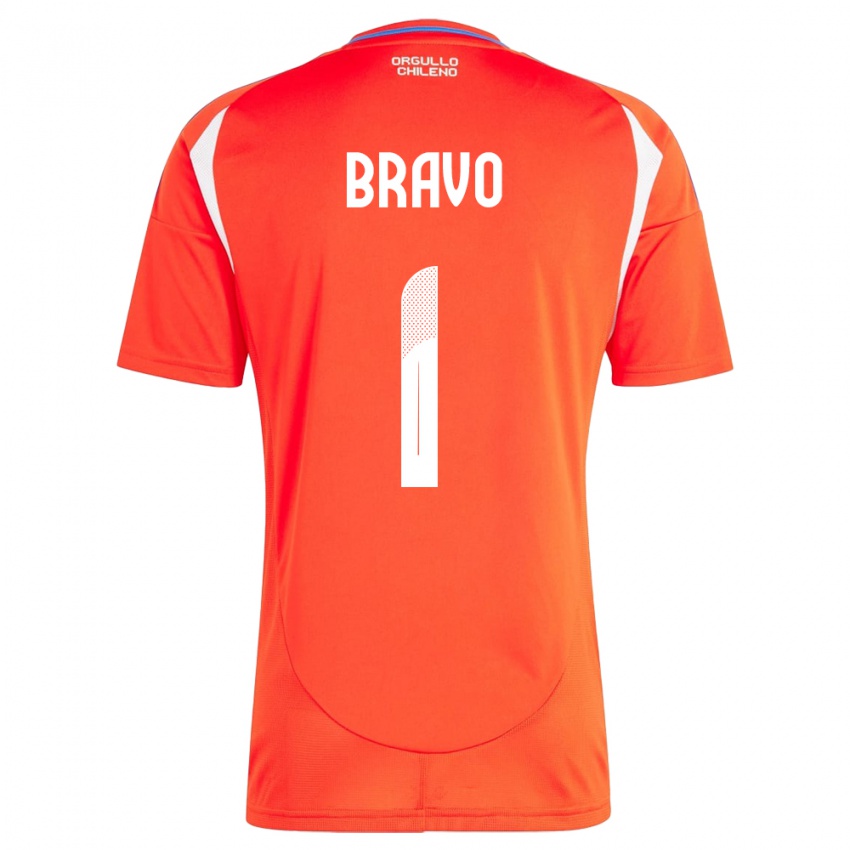 Bambino Maglia Cile Claudio Bravo #1 Rosso Kit Gara Home 24-26 Maglietta