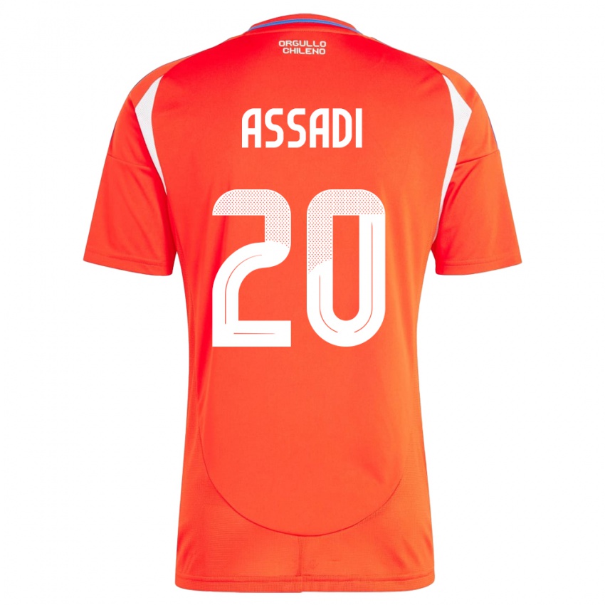 Bambino Maglia Cile Lucas Assadi #20 Rosso Kit Gara Home 24-26 Maglietta