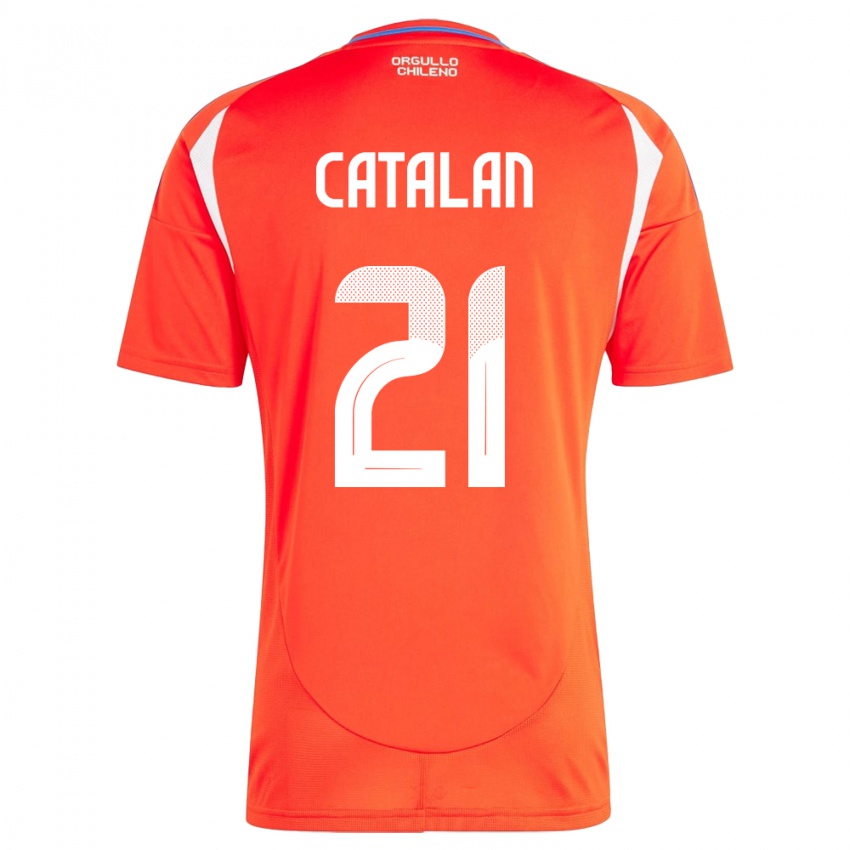 Bambino Maglia Cile Matías Catalán #21 Rosso Kit Gara Home 24-26 Maglietta