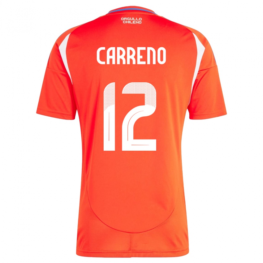 Bambino Maglia Cile Diego Carreño #12 Rosso Kit Gara Home 24-26 Maglietta