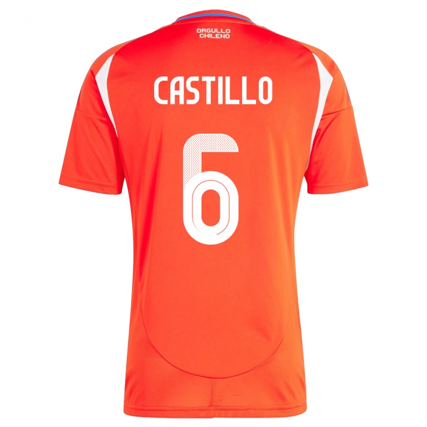 Bambino Maglia Cile Cristóbal Castillo #6 Rosso Kit Gara Home 24-26 Maglietta