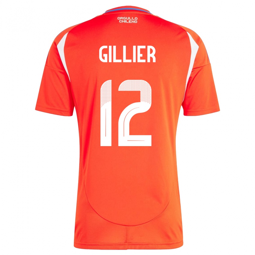 Bambino Maglia Cile Thomas Gillier #12 Rosso Kit Gara Home 24-26 Maglietta