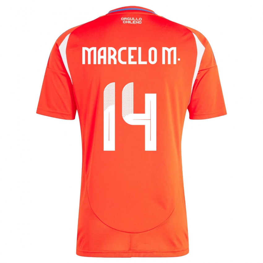 Bambino Maglia Cile Marcelo Morales #14 Rosso Kit Gara Home 24-26 Maglietta