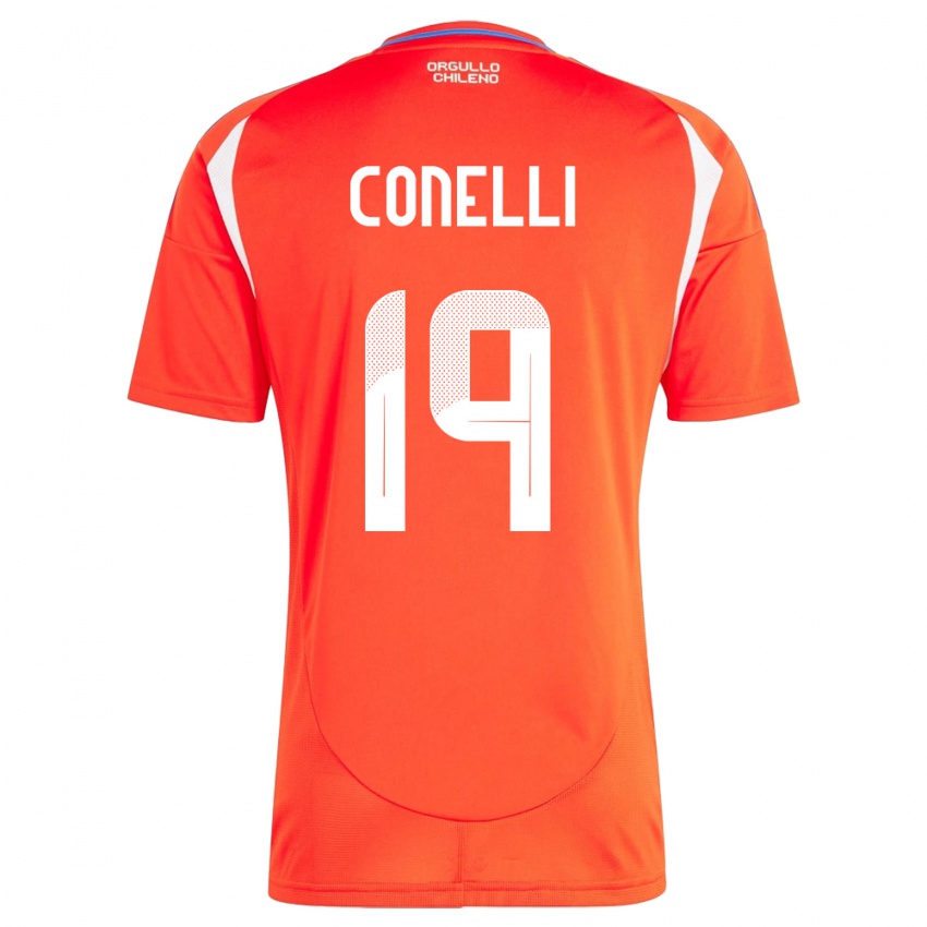 Bambino Maglia Cile Vicente Conelli #19 Rosso Kit Gara Home 24-26 Maglietta