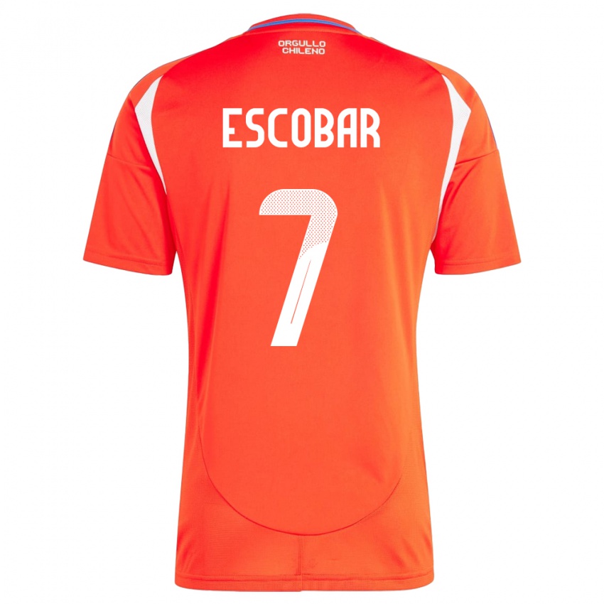 Bambino Maglia Cile Bastián Escobar #7 Rosso Kit Gara Home 24-26 Maglietta