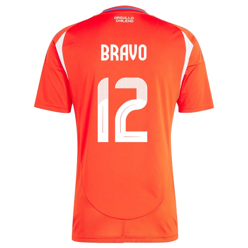 Bambino Maglia Cile Christian Bravo #12 Rosso Kit Gara Home 24-26 Maglietta