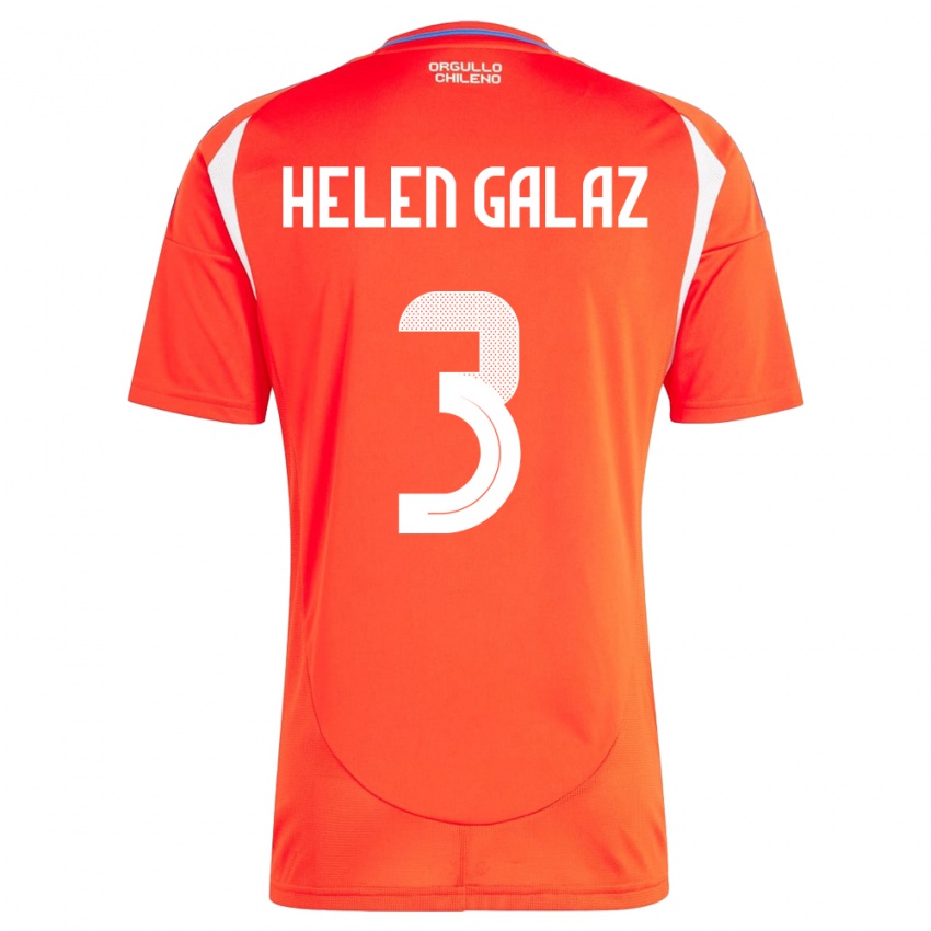 Bambino Maglia Cile Su Helen Galaz #3 Rosso Kit Gara Home 24-26 Maglietta