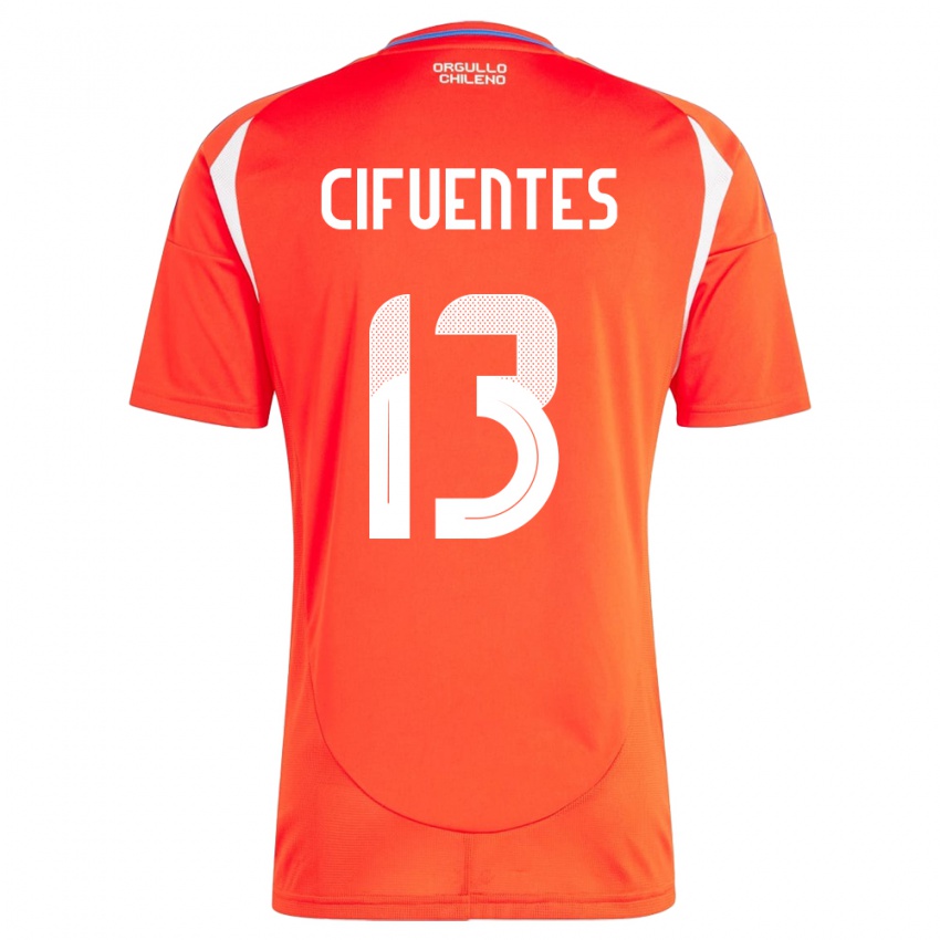 Bambino Maglia Cile Anaís Cifuentes #13 Rosso Kit Gara Home 24-26 Maglietta