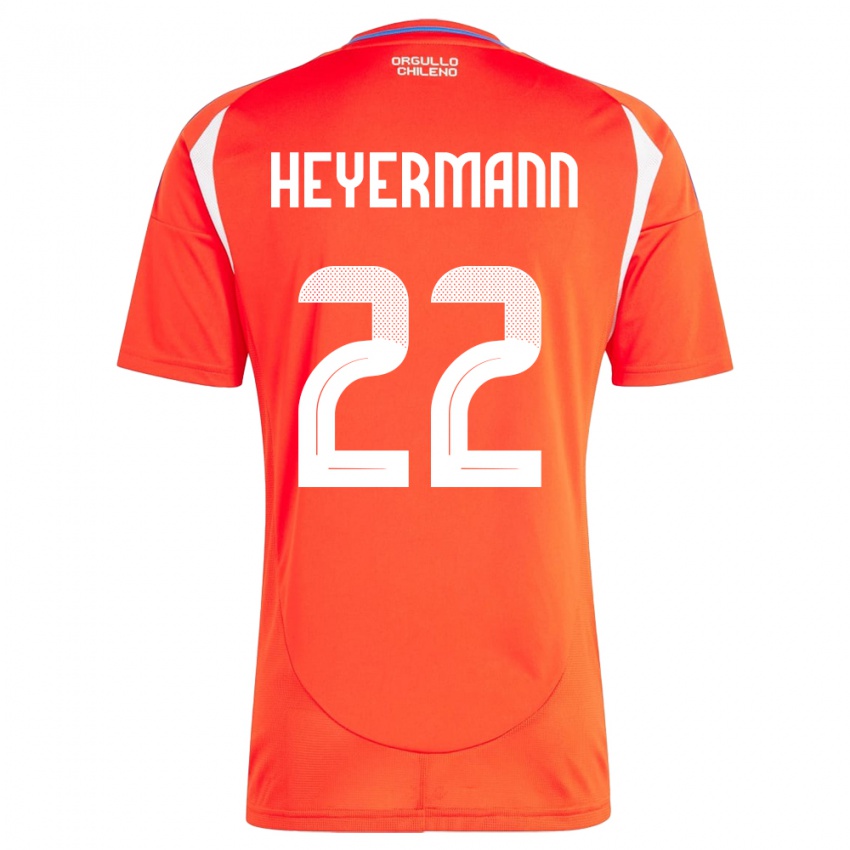 Bambino Maglia Cile Agustina Heyermann #22 Rosso Kit Gara Home 24-26 Maglietta