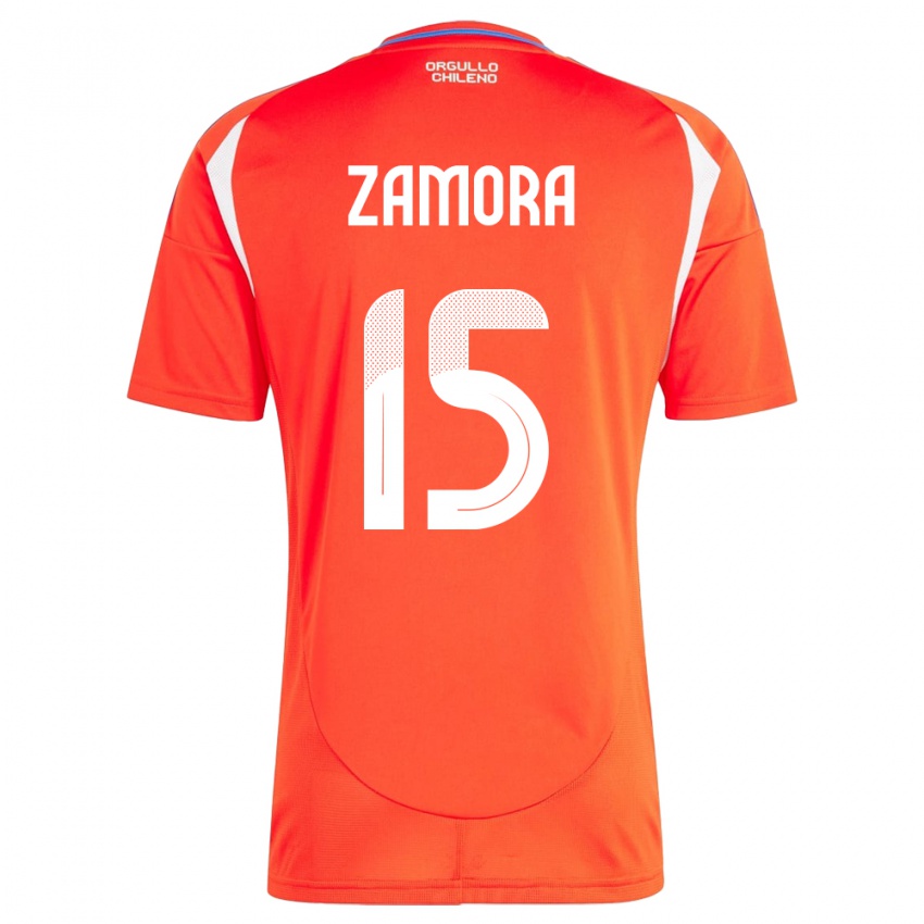 Bambino Maglia Cile Daniela Zamora #15 Rosso Kit Gara Home 24-26 Maglietta