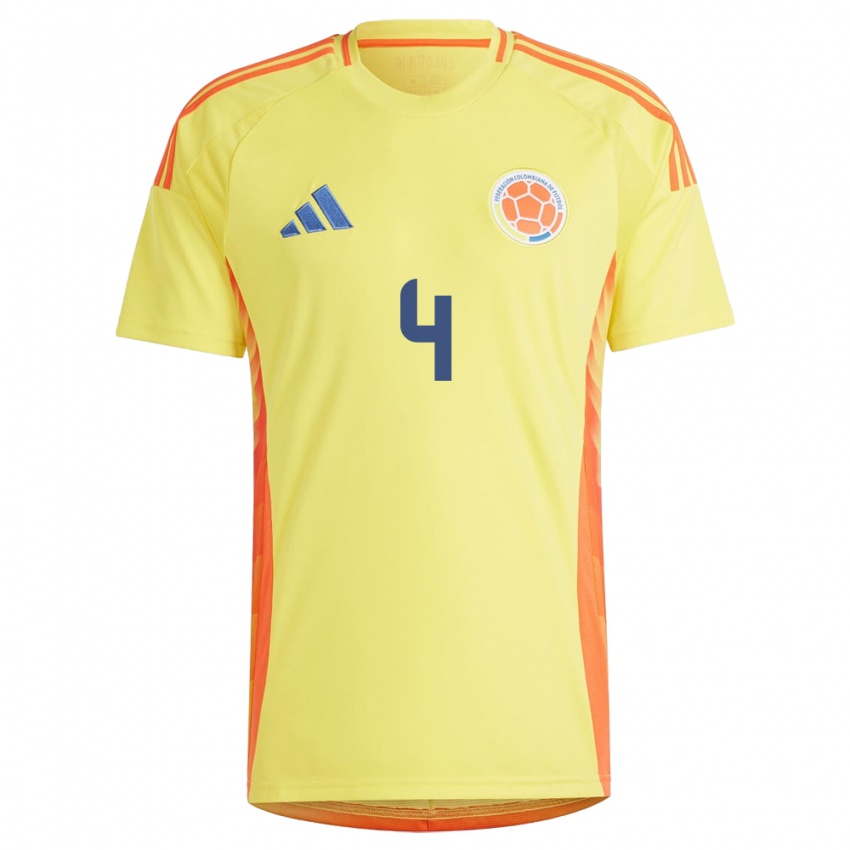 Bambino Maglia Colombia Diana Ospina #4 Giallo Kit Gara Home 24-26 Maglietta