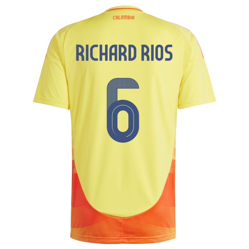 Bambino Maglia Colombia Richard Ríos #6 Giallo Kit Gara Home 24-26 Maglietta