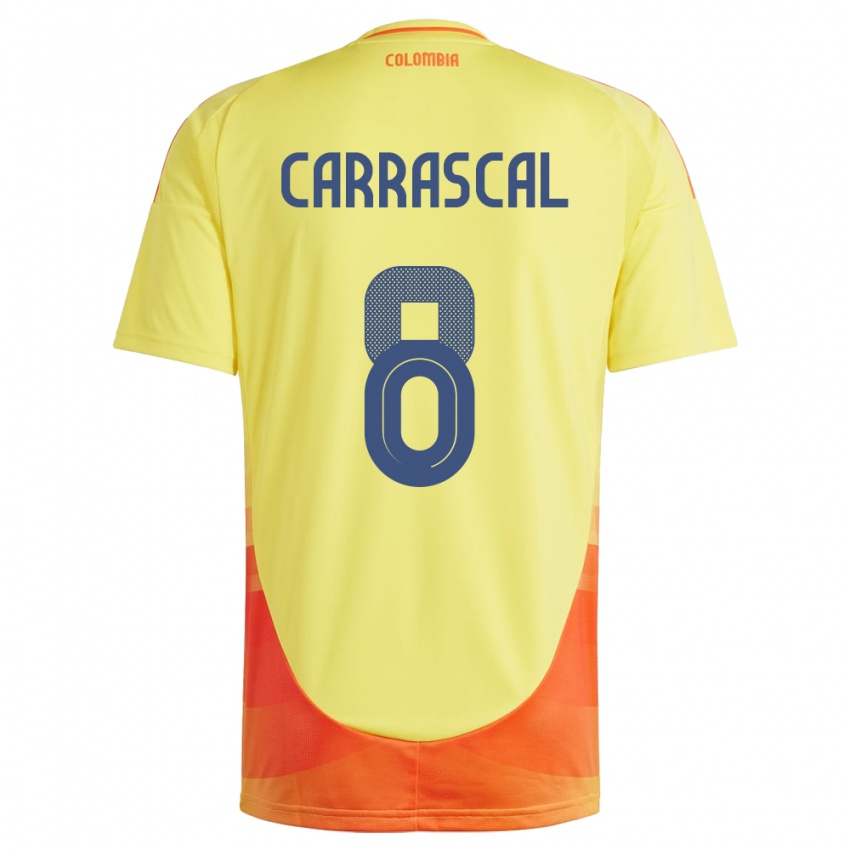 Bambino Maglia Colombia Jorge Carrascal #8 Giallo Kit Gara Home 24-26 Maglietta