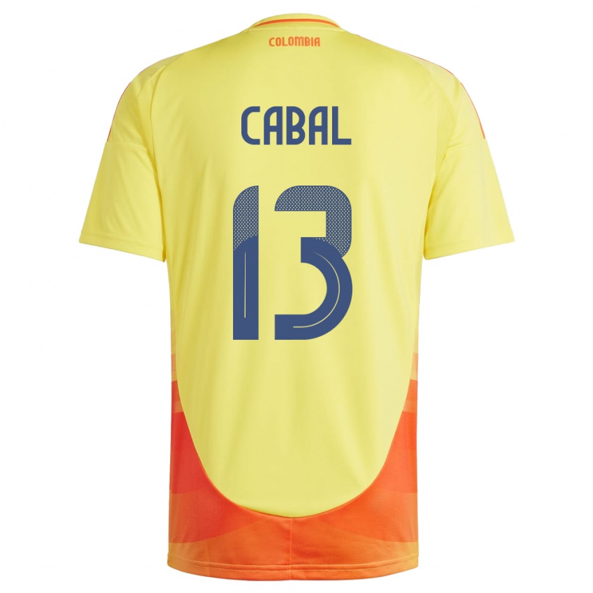 Bambino Maglia Colombia Juan Cabal #13 Giallo Kit Gara Home 24-26 Maglietta