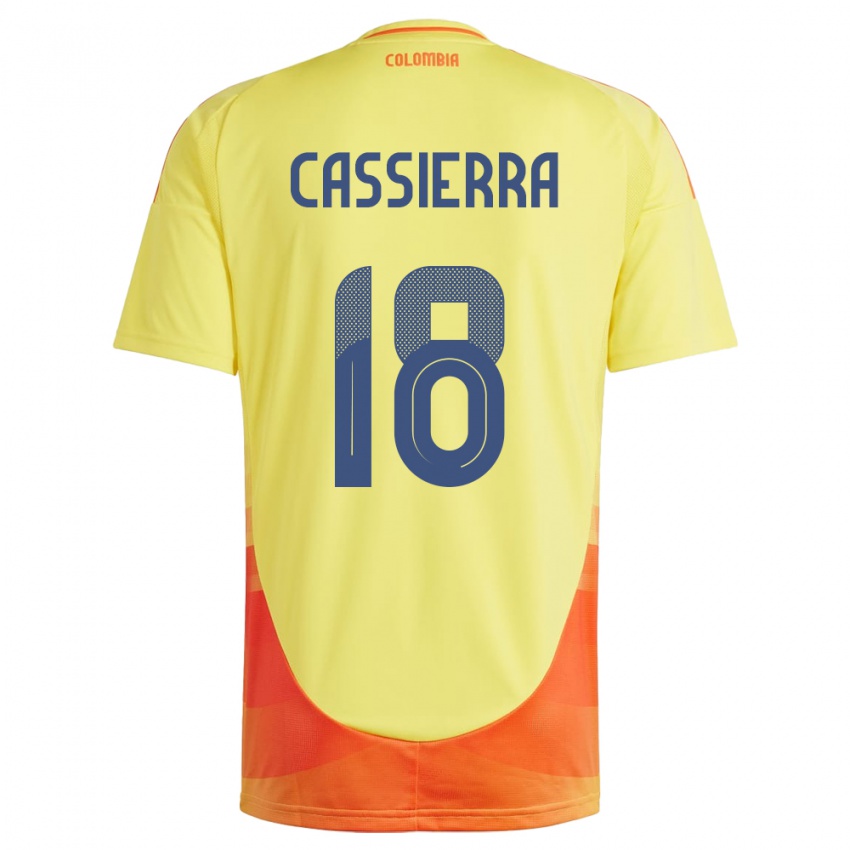 Bambino Maglia Colombia Mateo Cassierra #18 Giallo Kit Gara Home 24-26 Maglietta