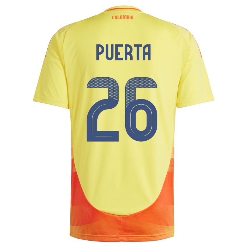 Bambino Maglia Colombia Gustavo Puerta #26 Giallo Kit Gara Home 24-26 Maglietta