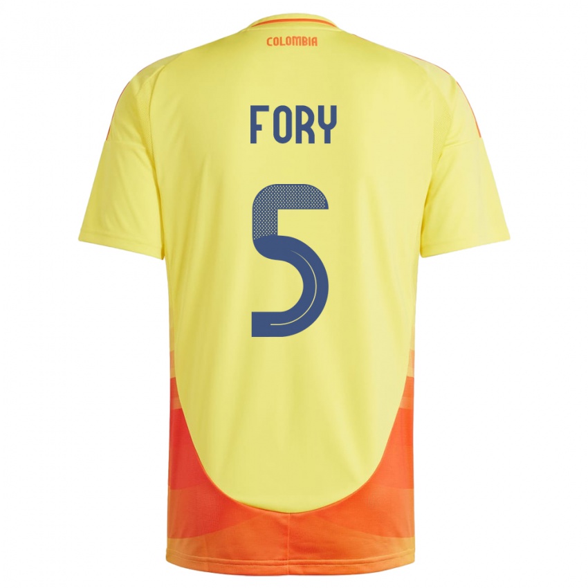 Bambino Maglia Colombia Jimer Fory #5 Giallo Kit Gara Home 24-26 Maglietta