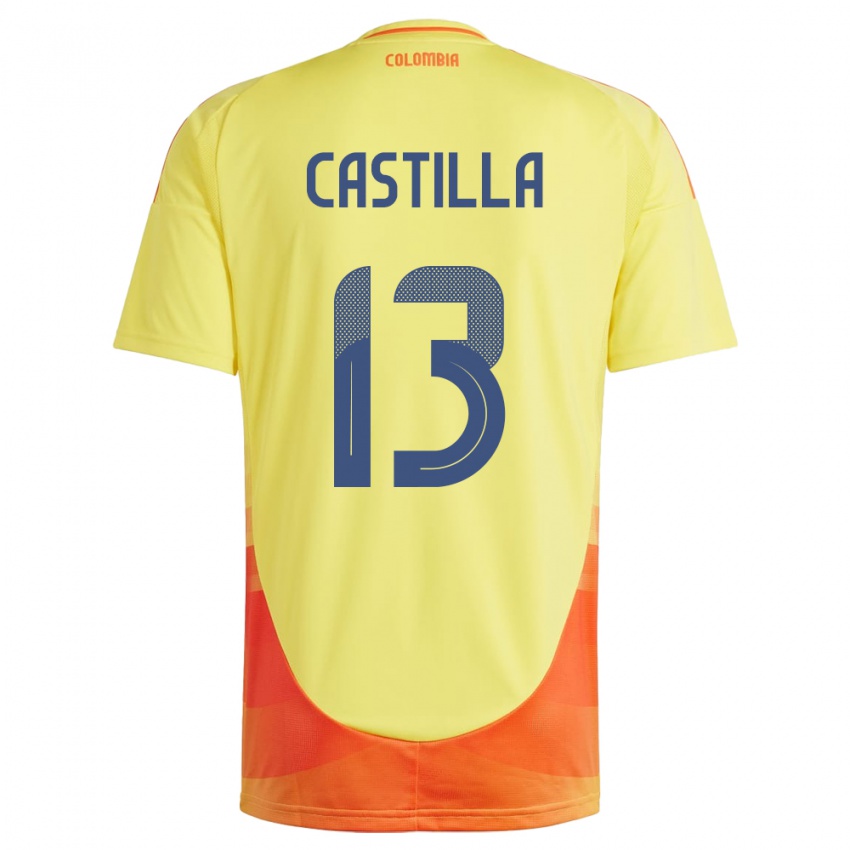 Bambino Maglia Colombia Juan Castilla #13 Giallo Kit Gara Home 24-26 Maglietta