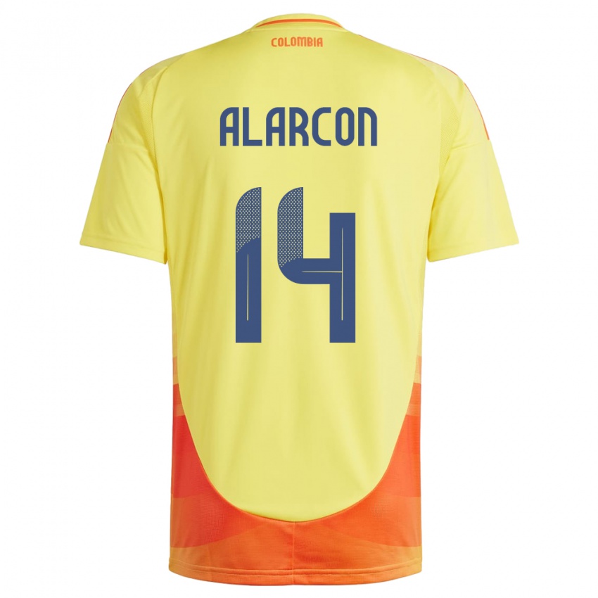 Bambino Maglia Colombia Andrés Alarcón #14 Giallo Kit Gara Home 24-26 Maglietta