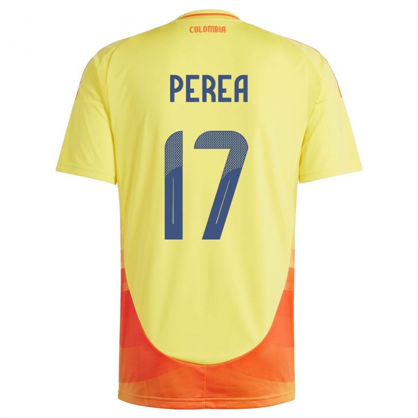 Bambino Maglia Colombia Óscar Perea #17 Giallo Kit Gara Home 24-26 Maglietta