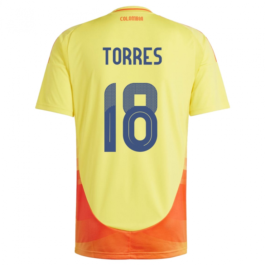 Bambino Maglia Colombia Jhojan Torres #18 Giallo Kit Gara Home 24-26 Maglietta