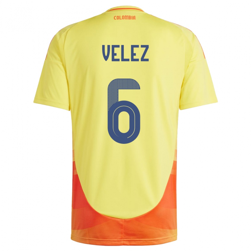 Bambino Maglia Colombia Jhon Vélez #6 Giallo Kit Gara Home 24-26 Maglietta