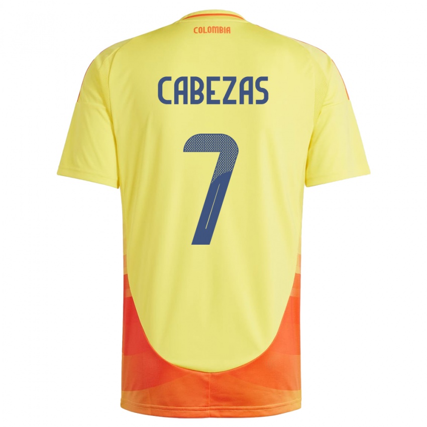 Bambino Maglia Colombia Jorge Cabezas #7 Giallo Kit Gara Home 24-26 Maglietta