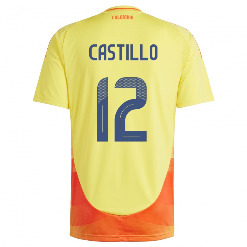 Bambino Maglia Colombia Juan Castillo #12 Giallo Kit Gara Home 24-26 Maglietta