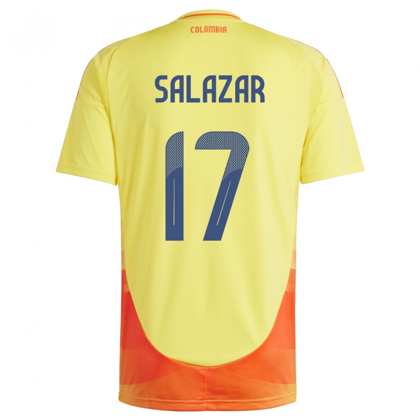 Bambino Maglia Colombia Andrés Salazar #17 Giallo Kit Gara Home 24-26 Maglietta