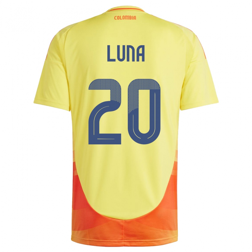 Bambino Maglia Colombia Daniel Luna #20 Giallo Kit Gara Home 24-26 Maglietta