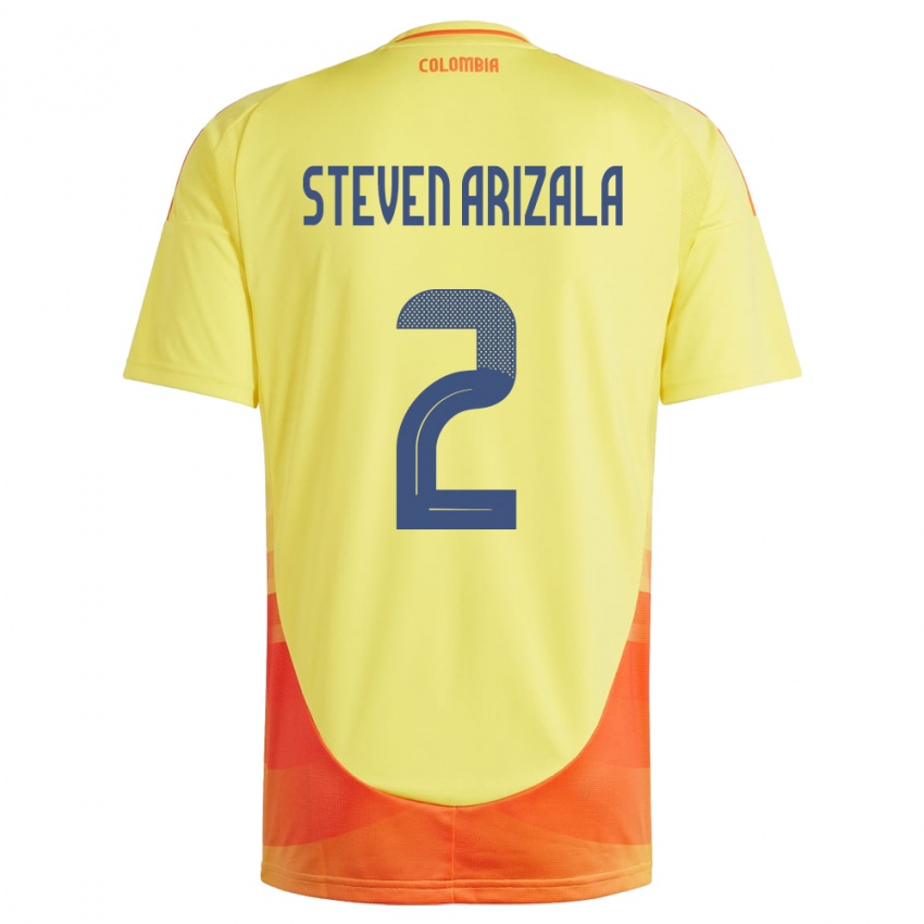 Bambino Maglia Colombia Elver Steven Arizala #2 Giallo Kit Gara Home 24-26 Maglietta