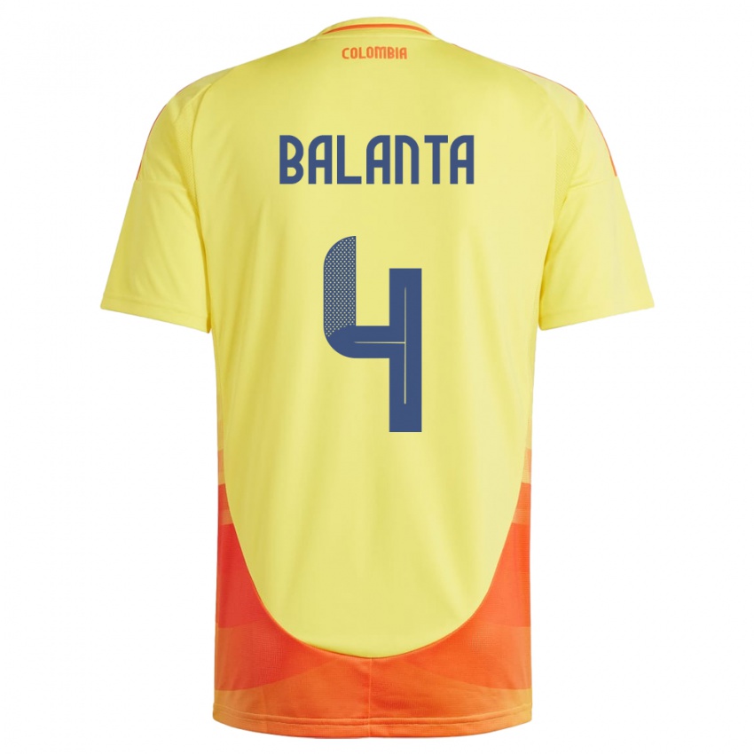 Bambino Maglia Colombia Marlon Balanta #4 Giallo Kit Gara Home 24-26 Maglietta