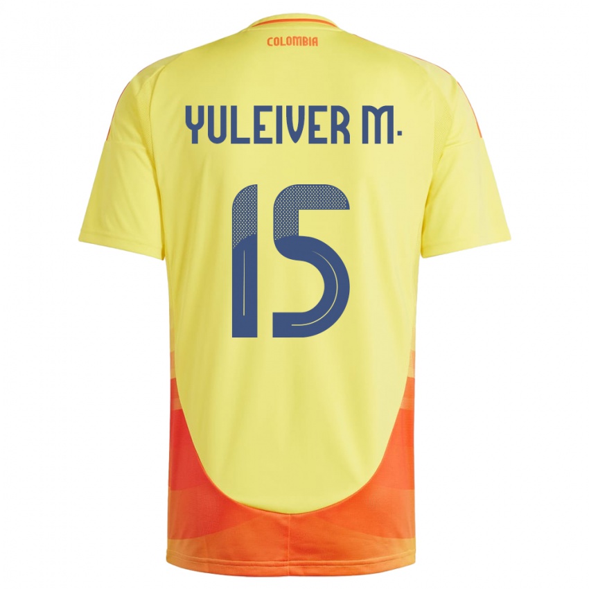 Bambino Maglia Colombia Yuleiver Mosquera #15 Giallo Kit Gara Home 24-26 Maglietta