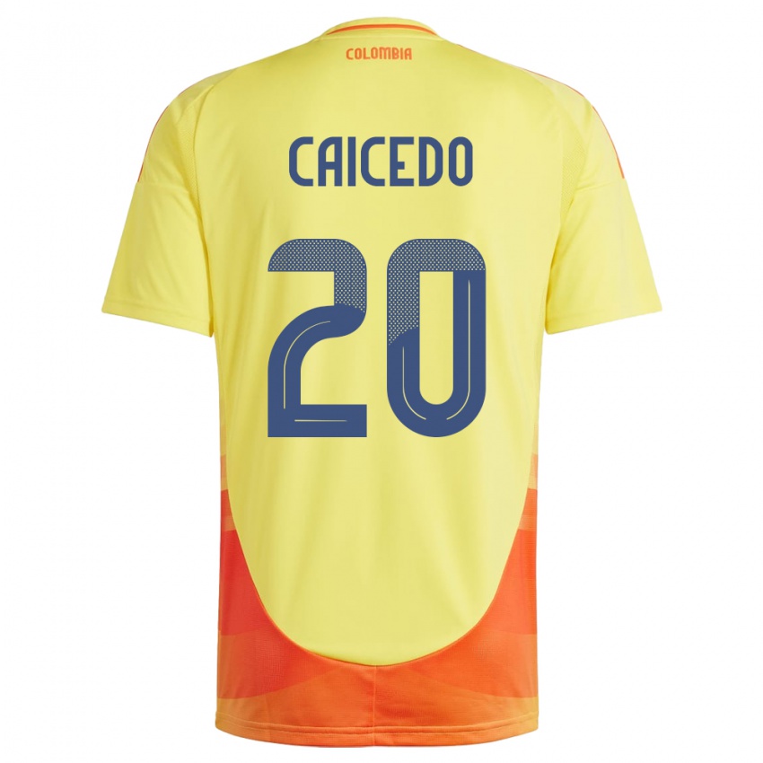 Bambino Maglia Colombia Brayan Caicedo #20 Giallo Kit Gara Home 24-26 Maglietta