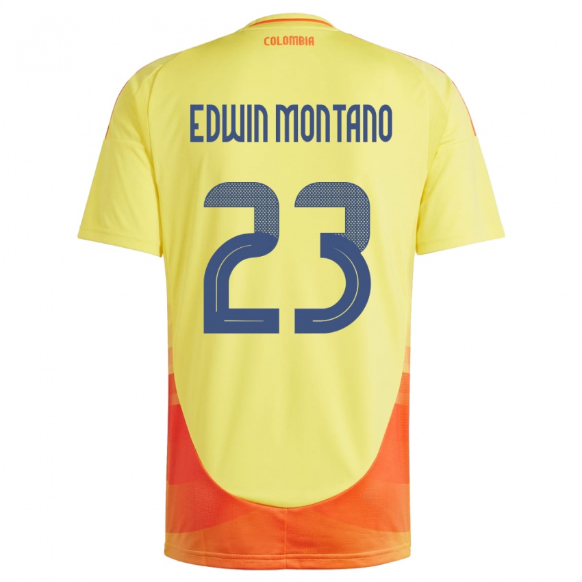 Bambino Maglia Colombia John Edwin Montaño #23 Giallo Kit Gara Home 24-26 Maglietta