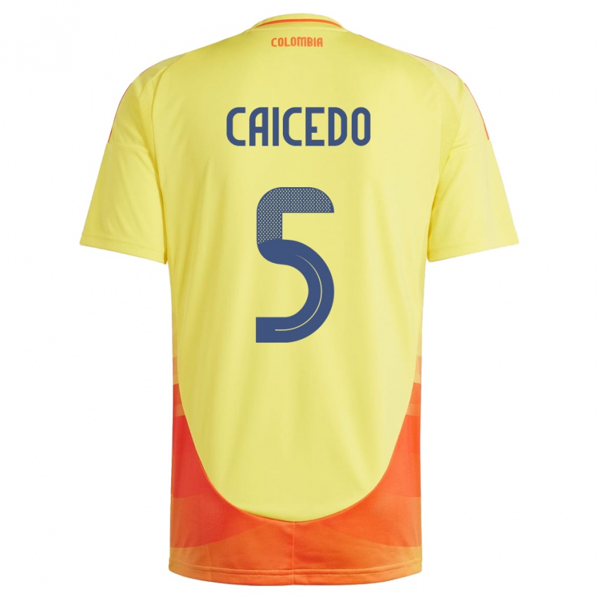 Bambino Maglia Colombia Kelly Caicedo #5 Giallo Kit Gara Home 24-26 Maglietta