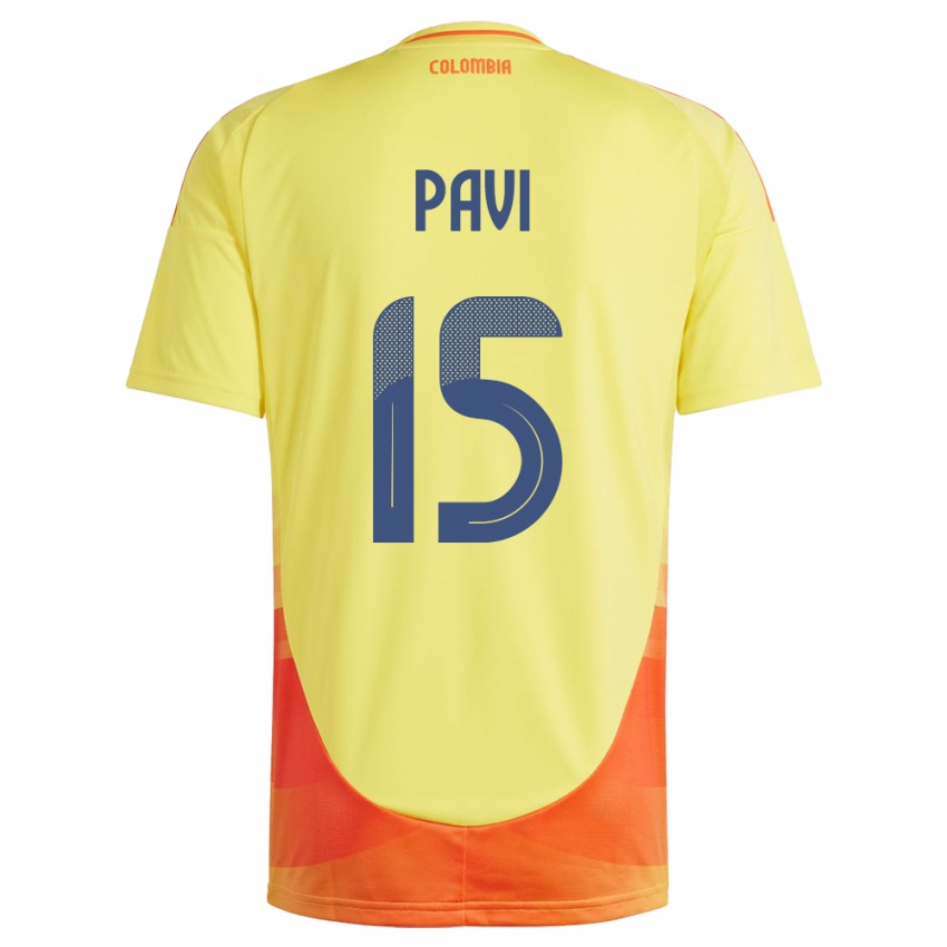 Bambino Maglia Colombia Manuela Paví #15 Giallo Kit Gara Home 24-26 Maglietta