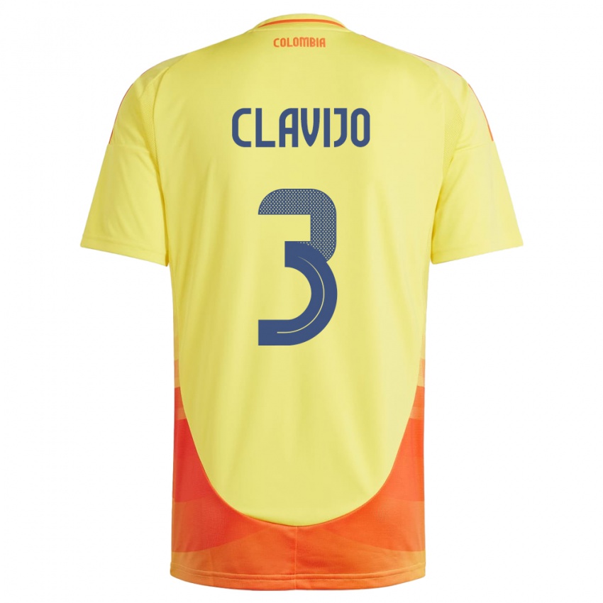 Bambino Maglia Colombia Ángela Clavijo #3 Giallo Kit Gara Home 24-26 Maglietta