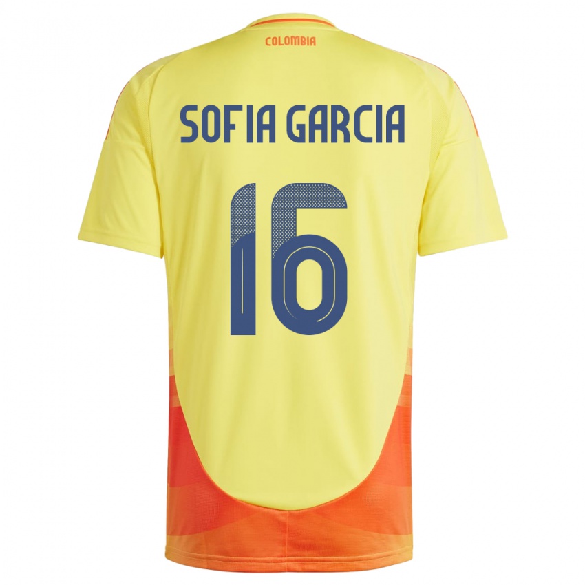 Bambino Maglia Colombia Sofía García #16 Giallo Kit Gara Home 24-26 Maglietta