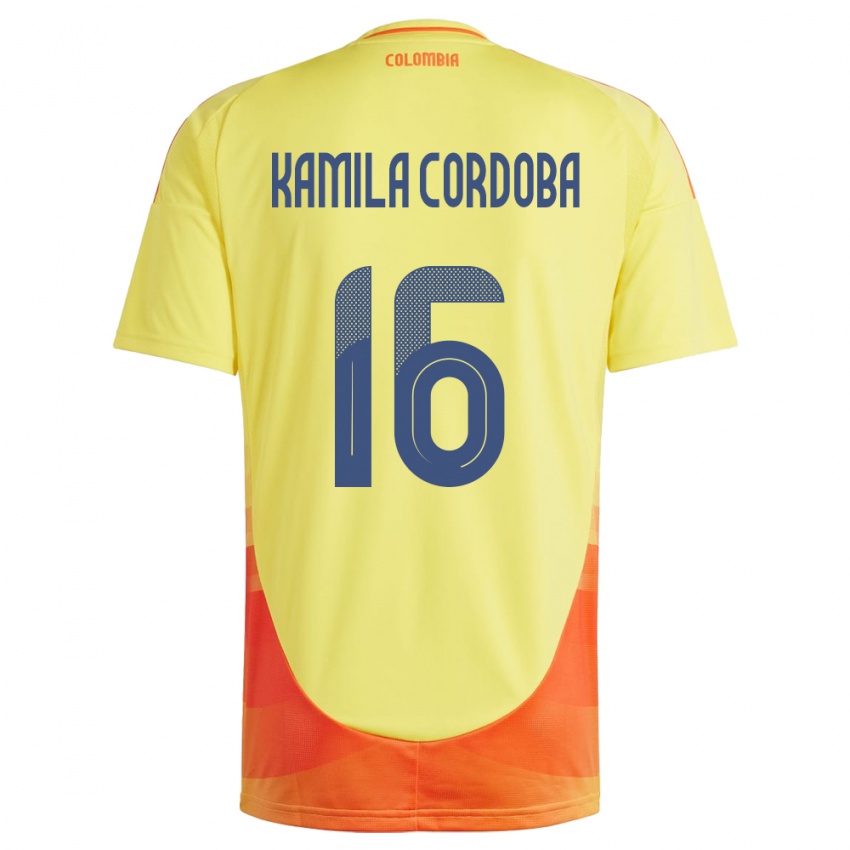 Bambino Maglia Colombia Sara Kamila Córdoba #16 Giallo Kit Gara Home 24-26 Maglietta